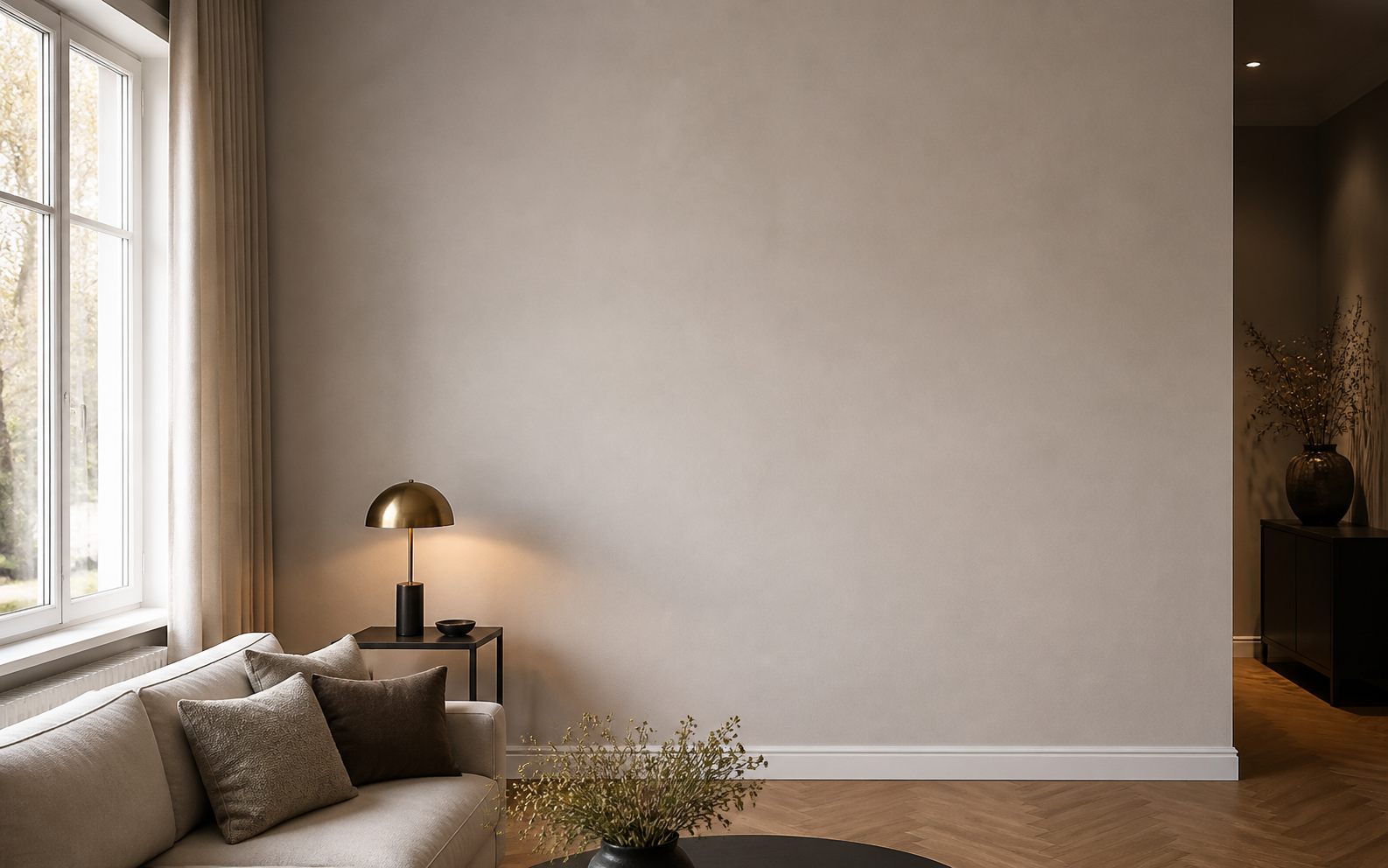 Scheurherstel wand voorbeeld van afwerking