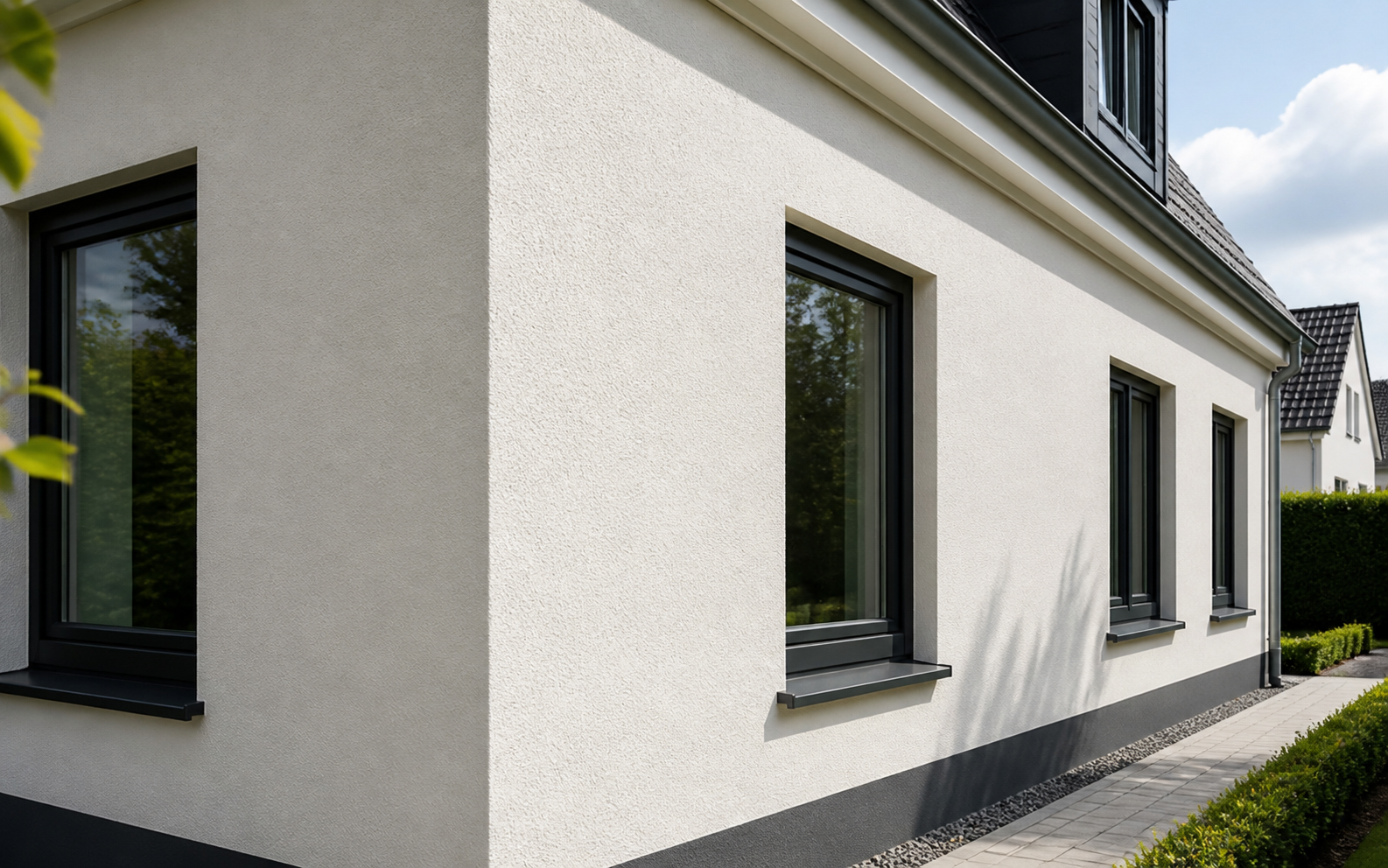 Buiten sierpleister voorbeeld van afwerking